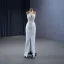 Luxury / Gorgeous White Handmade  Beading Pearl Sequins Wedding Dresses 2023 Ball Gown Halter Sleeveless Backless Floor-Length / Long Wedding