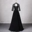 Chinese style Black Prom Dresses 2024 A-Line / Princess High Neck Short Sleeve Backless Floor-Length / Long Prom Formal Dresses
