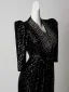 Scintillantes Noire Paillettes Robe De Soirée 2026 Trompette / Sirène V-Cou 3/4 Manches Longue Robe De Ceremonie