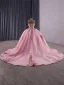 Flower Fairy Luxury / Gorgeous Blushing Pink Handmade  Beading Sequins Lace Flower Prom Dresses 2025 Ball Gown Strapless Sleeveless Backless Bow