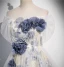 Elegant Sky Blue Beading Appliques Printing Prom Dresses 2024 A-Line / Princess Off-The-Shoulder Short Sleeve Backless Floor-Length / Long Prom Formal Dresses