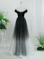 Bling Bling Black Star Sequins Prom Dresses 2026 A-Line / Princess Scoop Neck Short Sleeve Backless