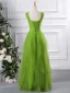 Chic / Beautiful Green Cascading Ruffles Prom Dresses 2024 A-Line / Princess Square Neckline Sleeveless Backless Floor-Length / Long Prom Formal Dresses