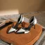 Fashion Two Tone Khaki Street Wear Womens Shoes 2022 8 cm Stiletto Heels Ankle Strap Pointed Toe Womens Shoes High Heels