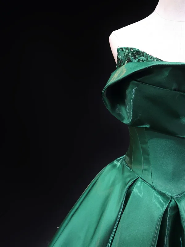 Élégant Vert Robe De Bal 2025 Robe Boule Bustier Sans Manches Dos Nu Longue Promo Robe De Ceremonie