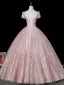 Blumenfee Rosa Perlenstickerei Pailletten Spitze Blumen Applikationen Ballkleider 2026 Ballkleid Eckiger Ausschnitt Rückenfreies Kurze Ärmel