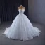 Luxe Blanche Fait main Perlage Perle Paillettes Robe De Mariée 2023 Robe Boule Bustier Sans Manches Dos Nu Chapel Train Mariage