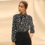 Elegant Green Printing Floral Chiffon Women Blouses 2021 Loose High Neck Work Street Wear Fall Spring Long Sleeve Tops