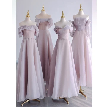 Modest Simple Lavender Bridesmaid Dresses 2023 A Line Princess Off The Shoulder Sleeveless Backless Floor Length Long Bridesmaid Dresses