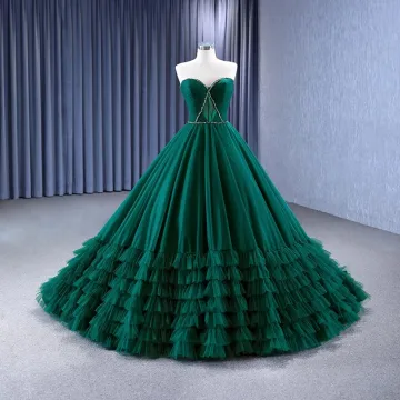 High End Vintage Donkergroen Plooirok Galajurken 2023 Baljurk Strapless Kralen Mouwloos Ruglooze Sweep Trein Gala Gelegenheid Jurken