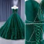 High-end Vintage / Retro Dark Green Pleated Prom Dresses 2023 Ball Gown Strapless Beading Sleeveless Backless Sweep Train Prom Formal Dresses