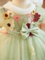 Lovely Sage Green Lace Flower Short Birthday Flower Girl Dresses 2024 Ball Gown Scoop Neck Puffy Short Sleeve Backless
