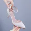 Minimalistisch Weiß Spitze Blumen Knöchelriemen Brautschuhe 2025 9 cm Stilettos Spitzschuh Hochzeit Hochhackige