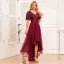 Chic / Belle Bordeaux Paillettes Asymétrique Robe De Bal 2024 Princesse V-Cou Manches Courtes Dos Nu Promo Robe De Ceremonie