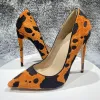 Fashion Orange Leopard Print Evening Party Pumps 2023 12 cm Stiletto Heels Pointed Toe Pumps High Heels