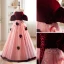 Chic / Beautiful Burgundy Pearl Appliques Prom Dresses 2023 A-Line / Princess Strapless Short Sleeve Backless Floor-Length / Long Prom Formal Dresses