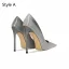 Charmant Argenté Soirée Escarpins 2026 Cuir 12 cm Talons Aiguilles À Bout Pointu Escarpins Talons Hauts