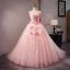 Chic / Belle Rougissant Rose Noeud Appliques Robe De Bal 2024 Robe Boule Bustier Sans Manches Dos Nu Train De Balayage Promo Robe De Ceremonie
