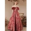 Chic / Beautiful Burgundy Sequins Printing Prom Dresses 2023 A-Line / Princess Off-The-Shoulder Short Sleeve Backless Floor-Length / Long Formal Dresses