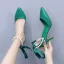 Chic / Beautiful Sky Blue Pearl Ankle Strap Bow Prom Womens Shoes 2024 7 cm Stiletto Heels Pointed Toe High Heels