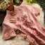 Chinese style Blushing Pink Lace Flower Tea-length Cheongsam 2024 Trumpet / Mermaid High Neck Short Sleeve Prom