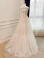 High-end Champagne Handmade  Lace Flower Wedding Dresses 2026 A-Line / Princess Spaghetti Straps Sleeveless Backless Bow Floor-Length / Long Wedding