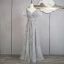 Charming Champagne Beading Sequins Prom Dresses 2024 A-Line / Princess V-Neck Short Sleeve Backless Bow Sash Floor-Length / Long Prom Formal Dresses