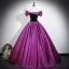 Y2K-Inspired Purple Prom Dresses 2026 Ball Gown Off-The-Shoulder Short Sleeve Backless Floor-Length / Long Formal Dresses