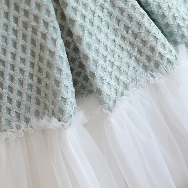 Chic / Belle Vert Cendré Courte Anniversaire Robe Ceremonie Fille 2022 Robe Boule Encolure Dégagée Gonflée Manches Courtes Robe Ceremonie Fille