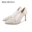 Charming White Pearl Rhinestone Lace Flower Wedding Shoes 2023 8 cm Stiletto Heels Pointed Toe Wedding Pumps High Heels