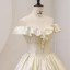 Élégant Champagne Glitter Robe De Bal 2022 Robe Boule De l'épaule Manches Courtes Dos Nu Longue Promo Robe De Ceremonie