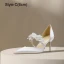 Elegant White Satin Pearl Flower Wedding Shoes 2024 10 cm Stiletto Heels Pointed Toe Wedding Sandals High Heels