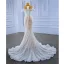 Luxury / Gorgeous Ivory Pearl Tassel Sequins Wedding Dresses 2022 Trumpet / Mermaid Scoop Neck Sleeveless Sweep Train Wedding