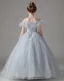 Chic / Beautiful Grey Sequins Tassel Birthday Flower Girl Dresses 2024 Ball Gown Scoop Neck Short Sleeve Backless Floor-Length / Long