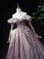 Elegant Glitter Purple Prom Dresses 2025 Ball Gown Strapless Sleeveless Backless Sweep Train Prom Formal Dresses