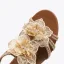 Roman Blushing Pink Pearl Lace Flower Womens Sandals Beach 5 cm Wedges T-Strap Open / Peep Toe Sandals