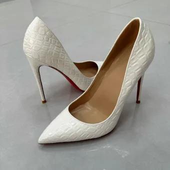 Chic Beautiful White Evening Party Red Sole Pumps 2025 12 Cm Stiletto Heels Pointed Toe High Heels