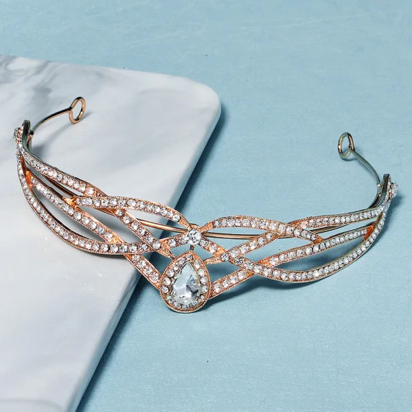 Vintage / Originale Doré Faux Diamant Soirée Mariage Tiare Accessoire Cheveux Mariage 2023