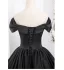 Elegant Black Satin Prom Dresses 2024 Ball Gown Off-The-Shoulder Sleeveless Backless Floor-Length / Long Prom Formal Dresses