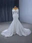 High-end White Lace Flower Wedding Dresses 2024 Trumpet / Mermaid Off-The-Shoulder Long Sleeve Court Train Wedding