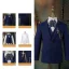 Modern / Fashion Navy Blue Long Sleeve Boys Wedding Suits 2023 6-piece Body Jewellery Coat Pants Shirt Tie Vest Wedding