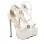 Unusual White Cocktail Party Womens Sandals 2022 Waterproof Ankle Strap 16 cm Stiletto Heels Open / Peep Toe Sandals High Heels