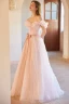 Lovely Blushing Pink Pleated Prom Dresses 2023 A-Line / Princess Off-The-Shoulder Sleeveless Bow Sash Backless Floor-Length / Long Prom Formal Dresses