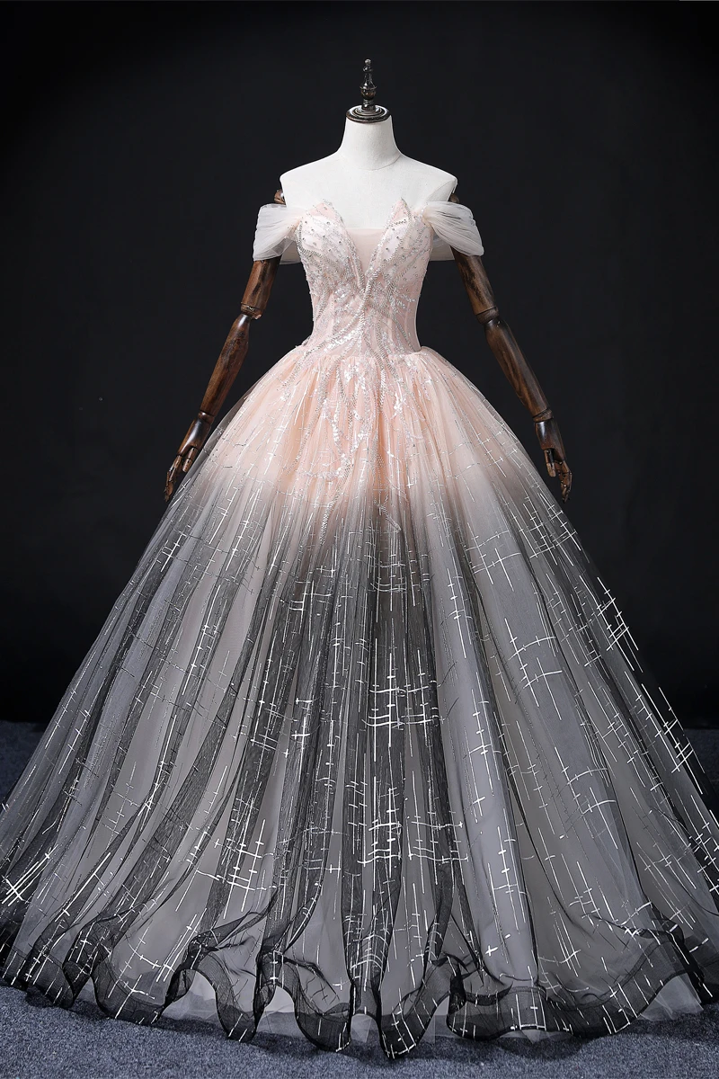 open lace back dress Blush Beaded Prom Dress 2022 High Neck Prom Gown Custom Colors / US2