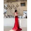 Elegant Burgundy Beading Velvet Evening Dresses 2023 Trumpet / Mermaid Scoop Neck Zipper Up at Side Puffy Short Sleeve Backless Floor-Length / Long Prom Formal Dresses