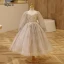 Chic / Beautiful Grey Star Sequins Short Flower Girl Dresses 2023 Square Neckline Short Sleeve Backless Prom Flower Girl Dresses