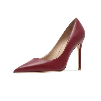 Mode Bordeaux Bureau Ol Cuir Escarpins 2025 10 Cm Talons Aiguilles À Bout Pointu Escarpins Talons Hauts