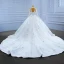 Luxury / Gorgeous Sparkly White Handmade  Beading Pearl Rhinestone Sequins Wedding Dresses 2022 Ball Gown Scoop Neck Long Sleeve Backless Royal Train