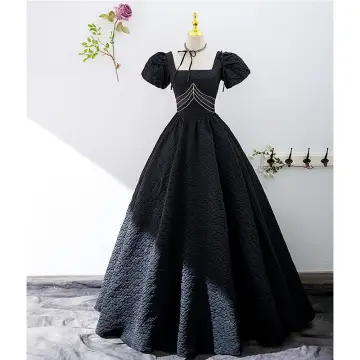 Style Audrey Hepburn Noire Robe De Bal 2022 Robe Boule Encolure Carrée Gonflée Manches Courtes Dos Nu Longue Promo Robe De Ceremonie
