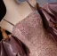 Bling Bling Lilac Sequins Prom Dresses 2024 Trumpet / Mermaid Spaghetti Straps Puffy Short Sleeve Backless Floor-Length / Long Prom Formal Dresses